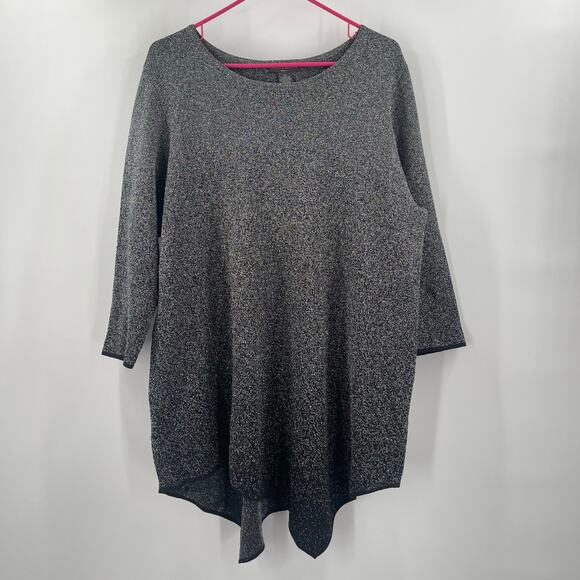 Chelsea & Theodore Top Size 2X Ombre Metallic Sparkle Asymmetrical Curvy Plus - Picture 12 of 12